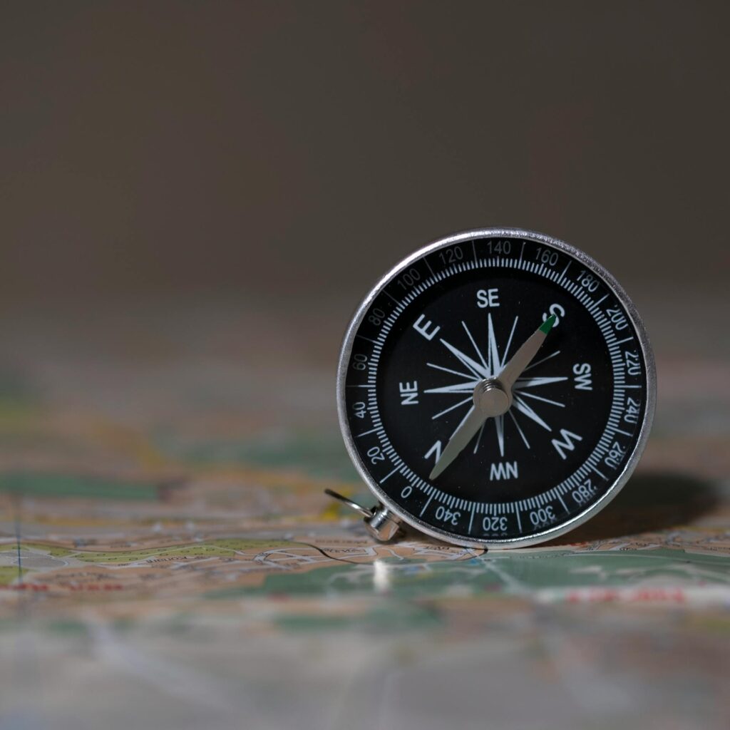 Life strategy operating system concept - compass showing unified direction