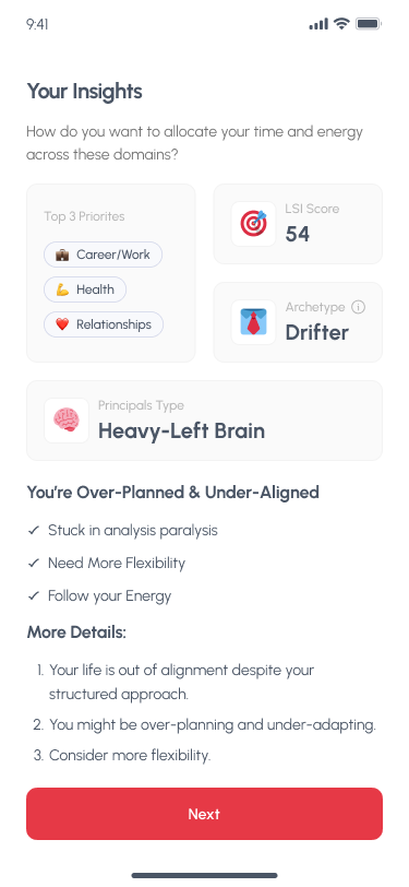 ONELife Insights Screen